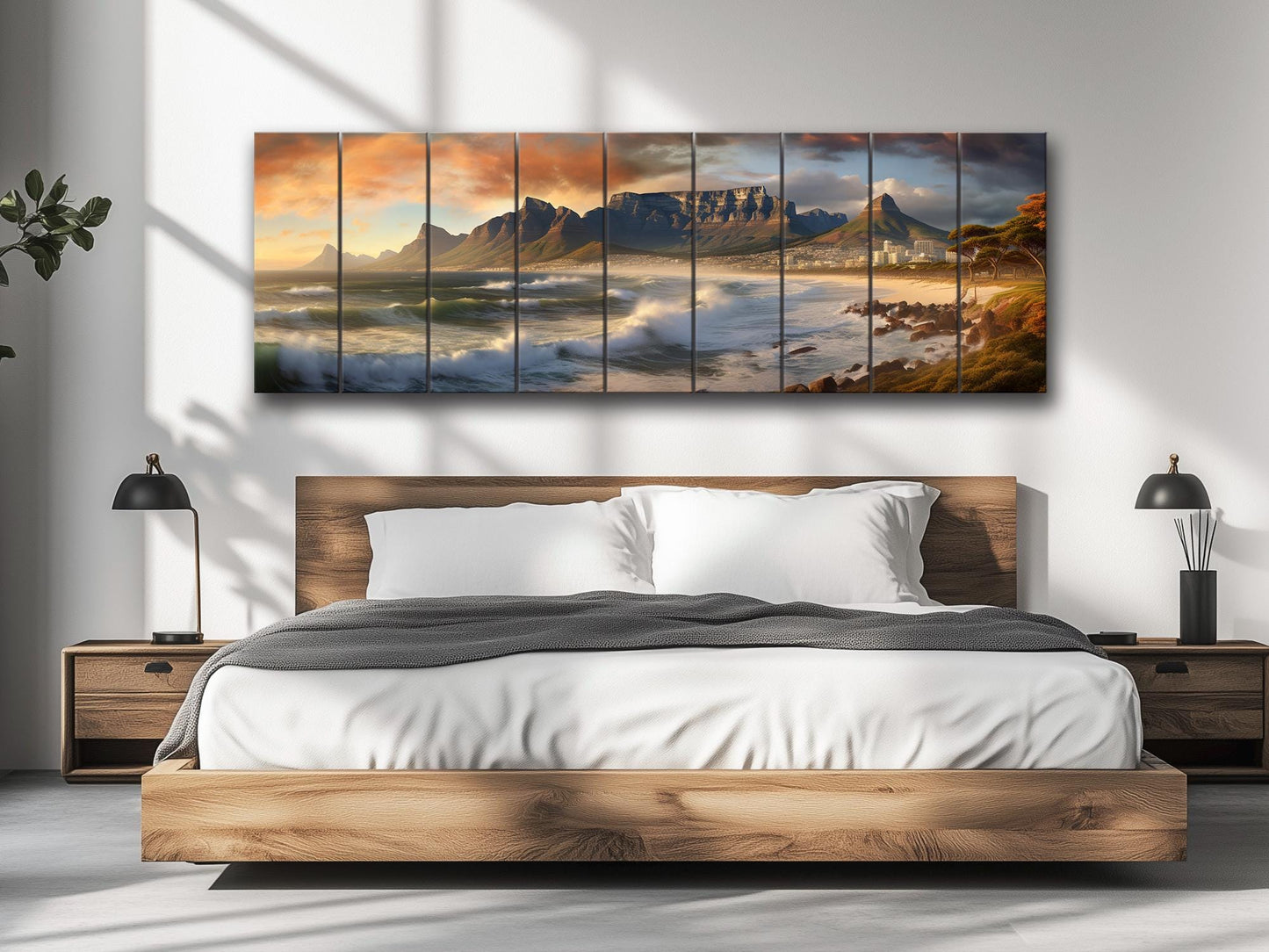 Cape Town Wood Wall Art – Rustic Abstract Skyline Print on Wood Planks