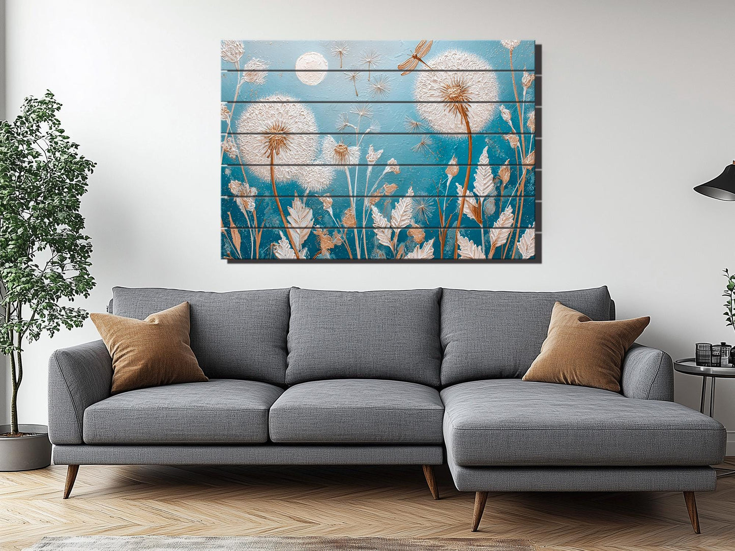 Dandelion Wall Art – Rustic Wood Print | Floral Wood Decor on Smooth Linden