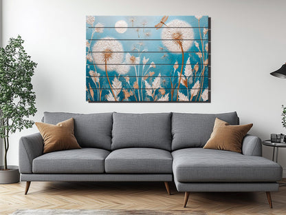 Dandelion Wall Art – Rustic Wood Print | Floral Wood Decor on Smooth Linden
