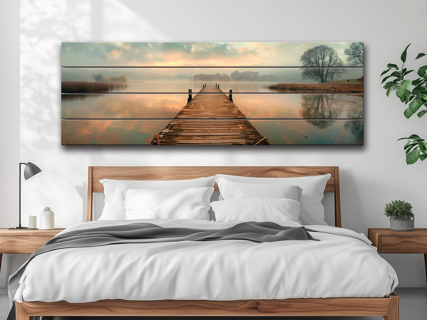 Rustic Wood Wall Art – Old Fishing Bridge Art on Natural Wood Print | Ready to Hang