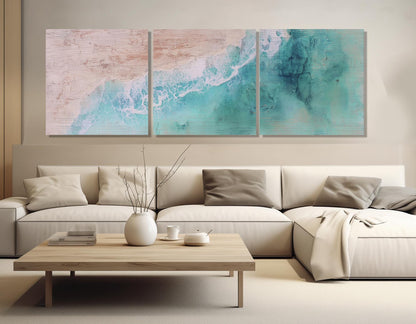 Beach Canvas Print – Soft Tones Rolling Waves Art | Framed & Ready to Hang