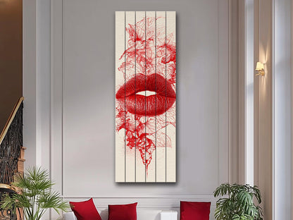 Red Lips Wall Art – Romantic Wall Decor | Modern Passion Art On Wood
