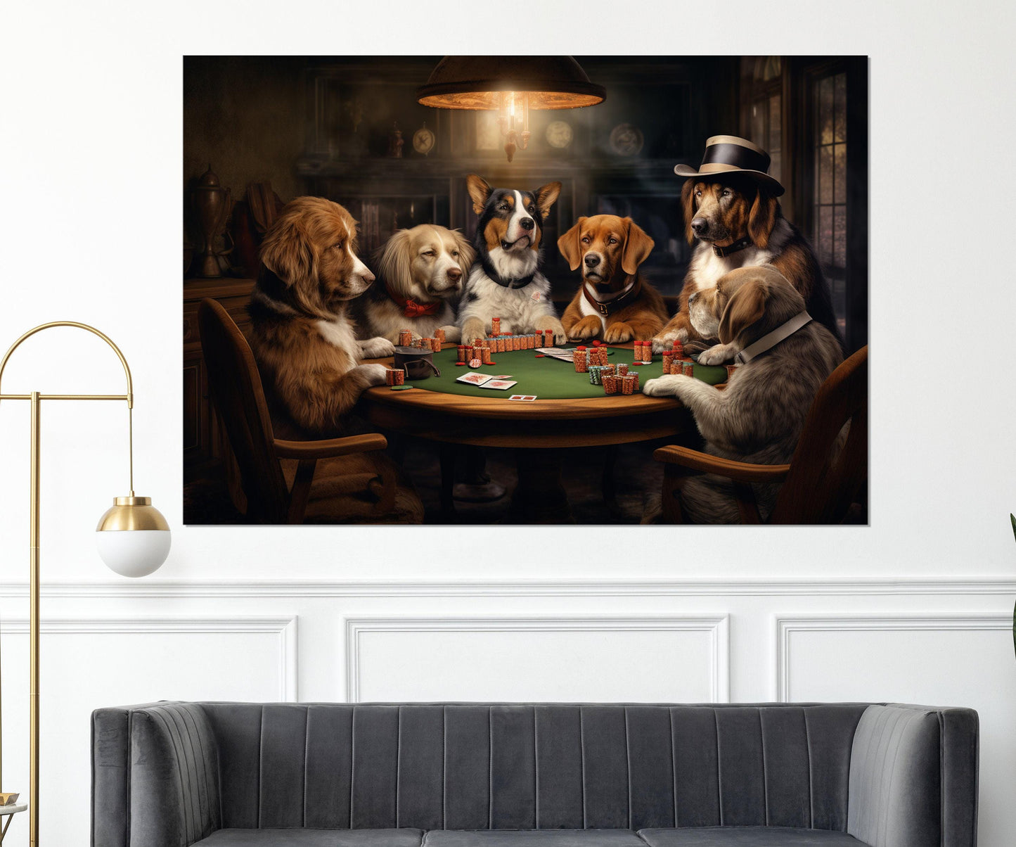 Dogs Playing Poker Canvas - Abstract Poker Wall Art | Framed & Ready to Hang