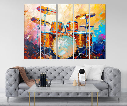 Drums Canvas Art - Watercolor Drum Painting | Framed Drum Canvas Ready to Hang