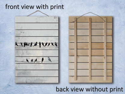 Rustic Wood Wall Art – Minimalist Bird Wall Decor on Natural Wood Planks