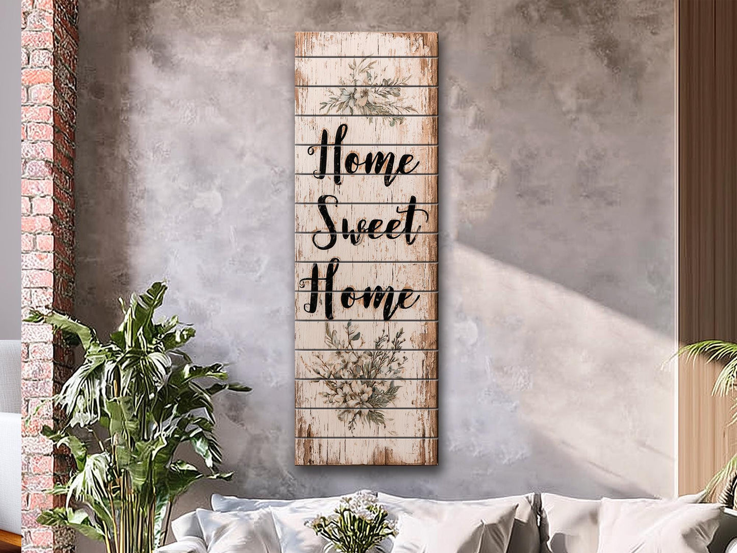 Rustic Wood Wall Art – Home Sweet Home Sign | Natural Linden Wood Plank Print