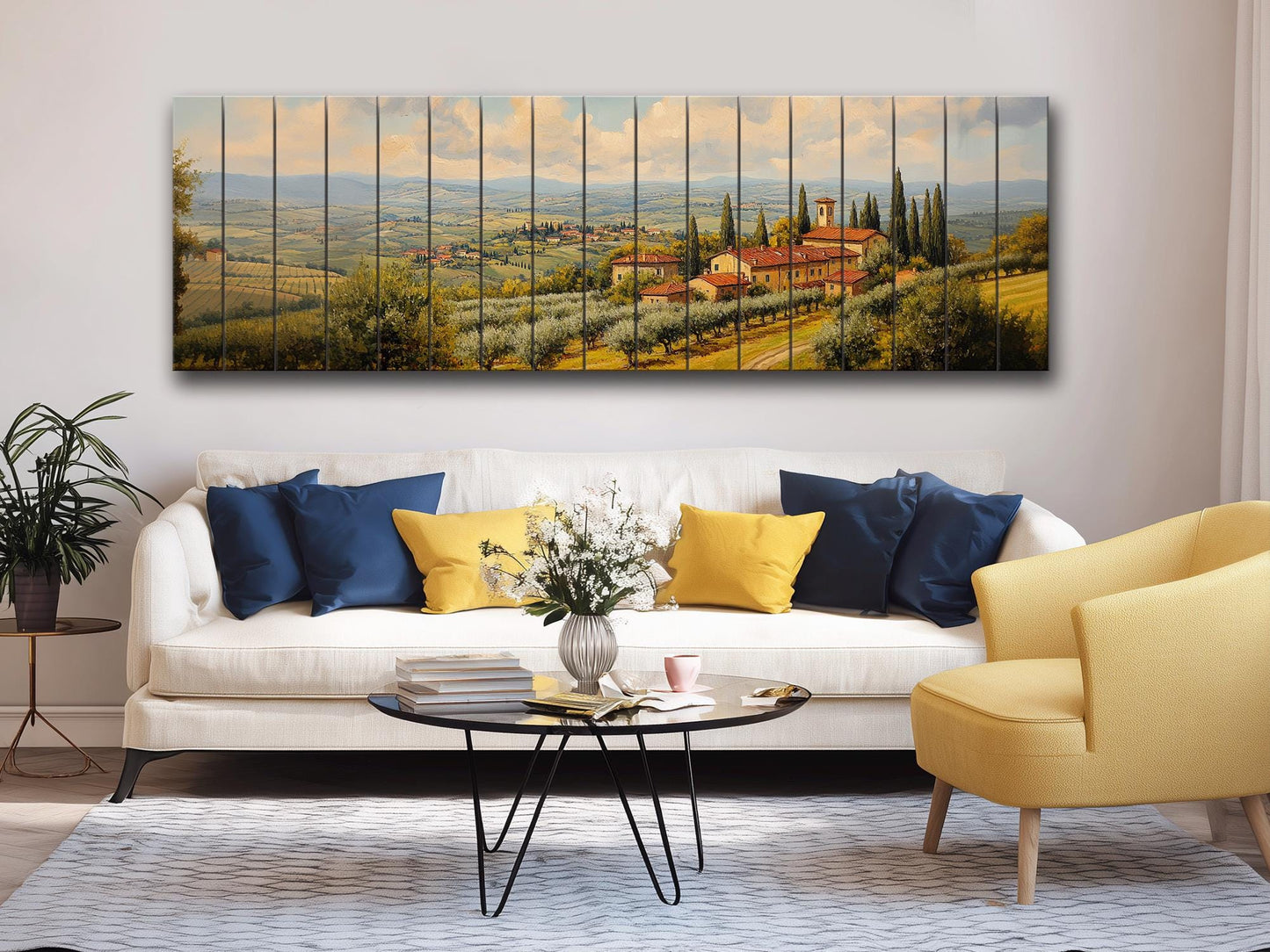 Italy Rolling Hills Print on Natural Wood –  Italy Wall Art