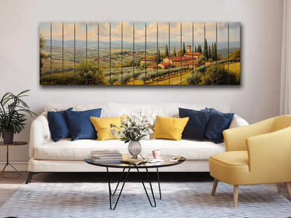 Italy Rolling Hills Print on Natural Wood –  Italy Wall Art