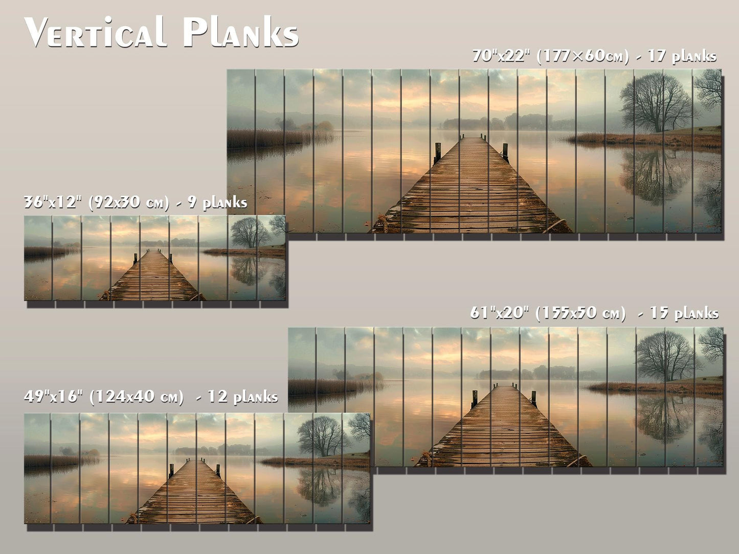 Wooden Dock Wall Art – Rustic Lake Decor on Natural Wood Print Panel