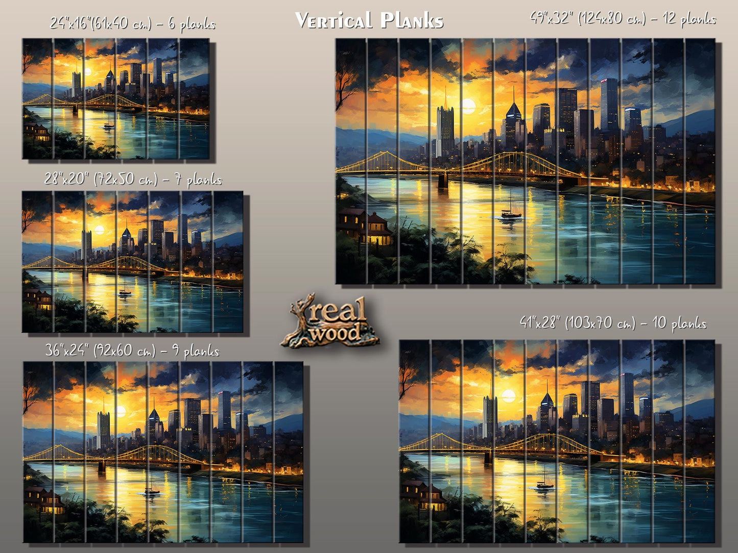 Pittsburgh Wall Art - Rustic Wood Wall Decor With Unique Grain & Fade Resistant Print