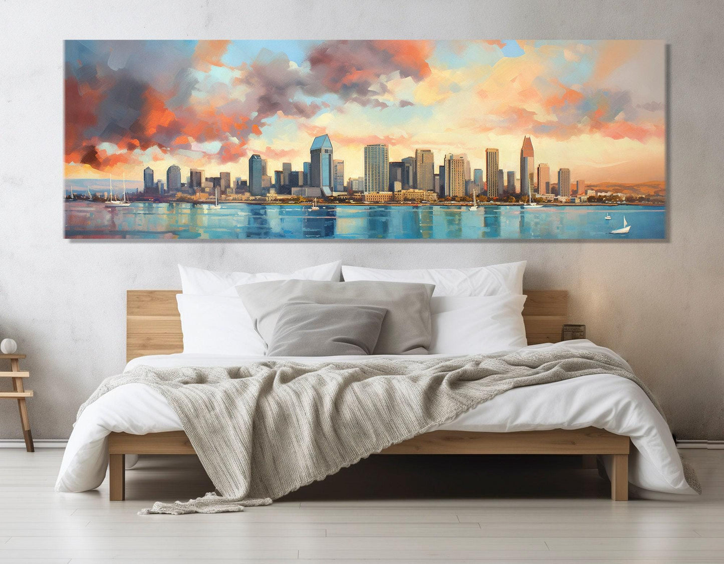 San Diego Canvas Print - Abstract City Skyline | Framed Multi Panel Wall Art