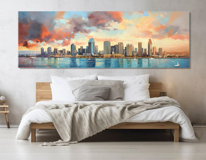 San Diego Canvas Print - Abstract City Skyline | Framed Multi Panel Wall Art