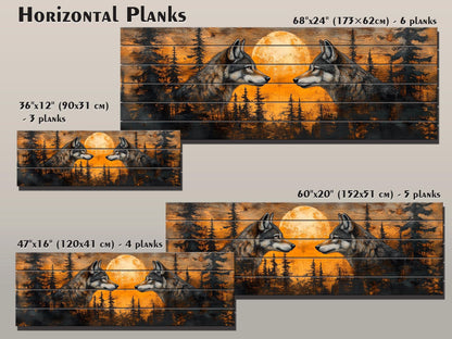 Wolf Wall Art - Sunset Forest Wolf Print on Natural Wood | Native American Art Decor