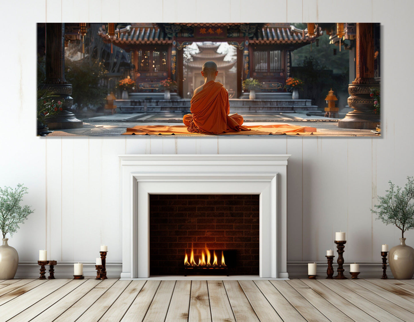 Buddhist Monk Canvas Print – Meditation Wall Art | Framed Canvas Art Ready to Hang