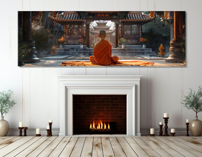 Buddhist Monk Canvas Print – Meditation Wall Art | Framed Canvas Art Ready to Hang