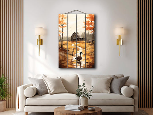 Rustic Farm Wall Art – Natural Wood Print | Farmhouse Rustic Decor