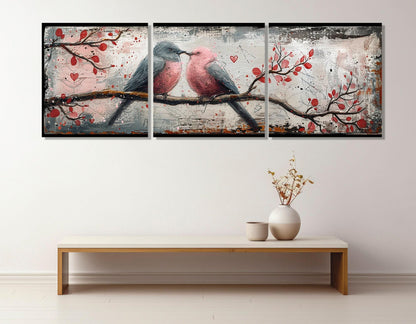 Abstract Birds Canvas Print - Romantic Wall Decor | Framed & Ready to Hang