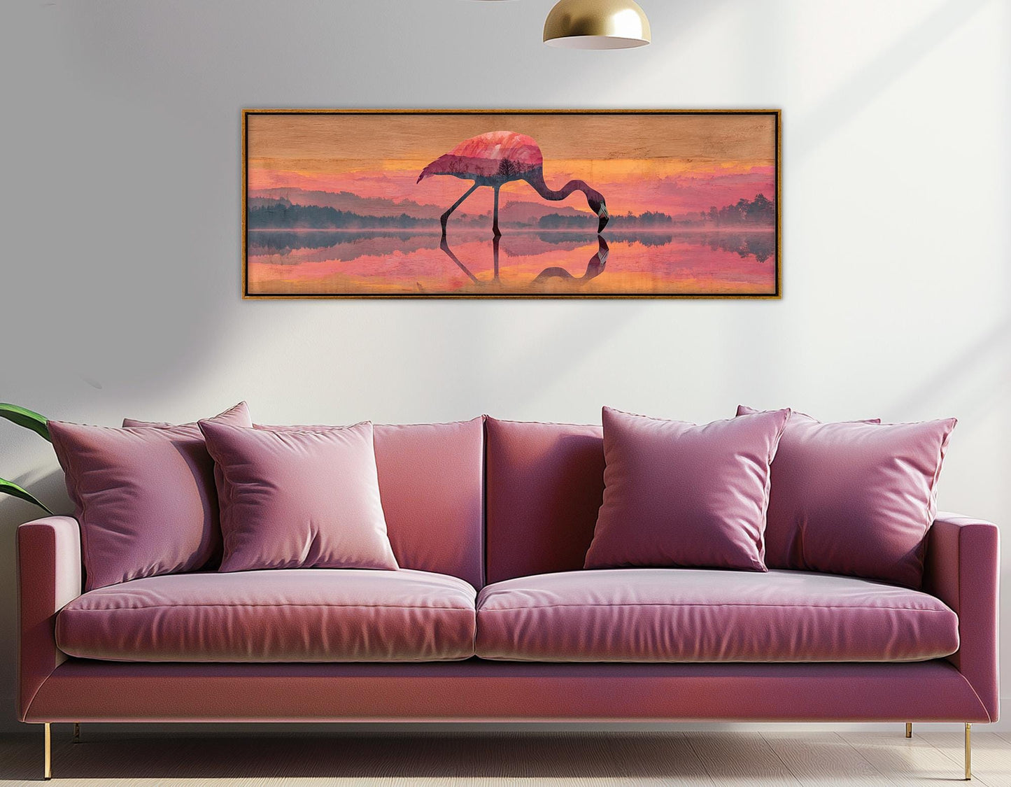 Flamingo Canvas Wall Art, Romantic Wall Decor, Framed and Ready to Hang