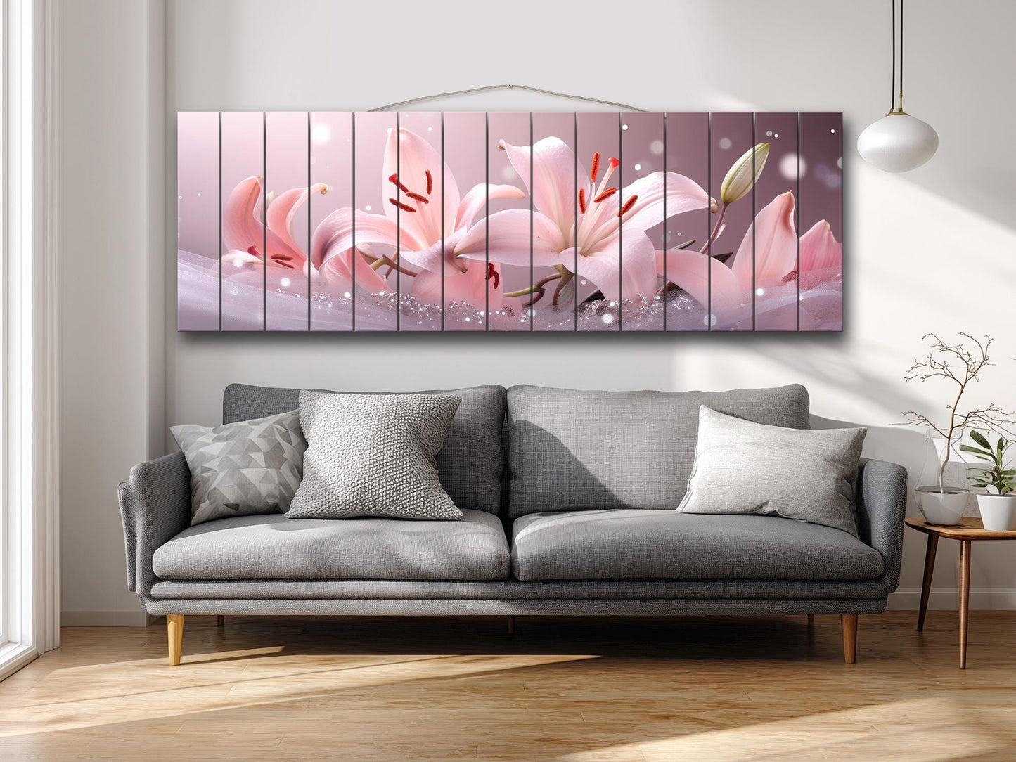 Pink Lily Wall Art Print on Wood