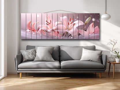 Pink Lily Wall Art Print on Wood