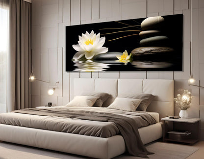 White Lily Canvas Print – Spa Wall Art | Framed Floral Painting, Ready to Hang