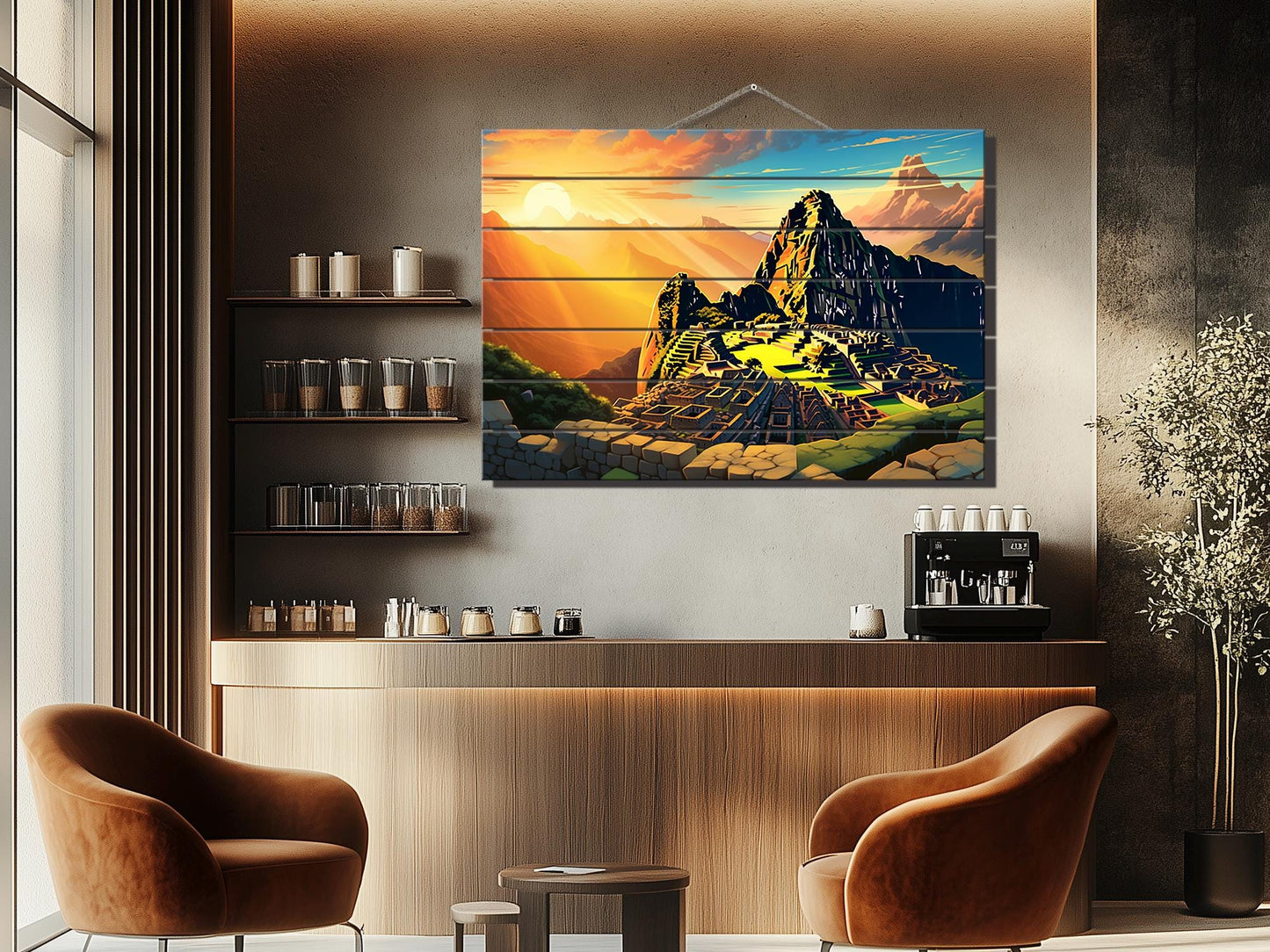 Machu Picchu Wall Art – Abstract Wood Plank Wall Decor, Peruvian Gift Idea