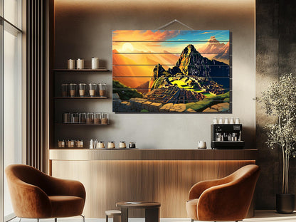 Machu Picchu Wall Art – Abstract Wood Plank Wall Decor, Peruvian Gift Idea