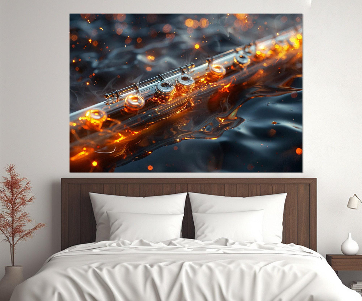 Abstract Flute Painting Canvas Print, Flute Wall Art, Flute Player Gift, Music Class Decor, Flutist Gift, Framed and Ready to Hang