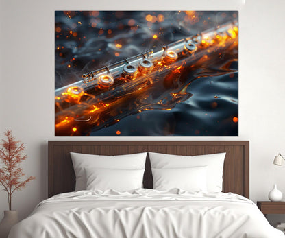 Abstract Flute Painting Canvas Print, Flute Wall Art, Flute Player Gift, Music Class Decor, Flutist Gift, Framed and Ready to Hang