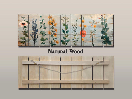Rustic Wood Wall Art - Vintage Botanical Print | Wildflowers Floral Watercolor Decor