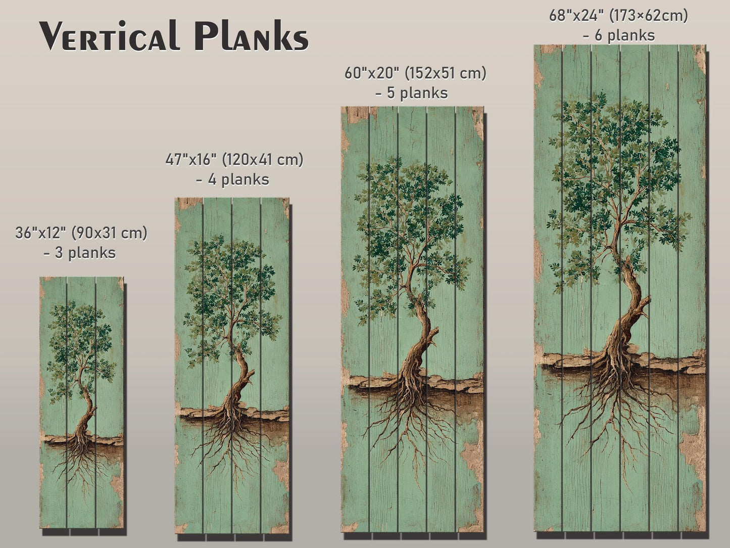 Rustic Tree Painting – Wood Wall Art With Exposed Roots & Nature Wall Decor