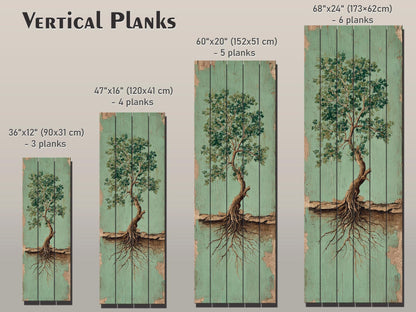 Rustic Tree Painting – Wood Wall Art With Exposed Roots & Nature Wall Decor