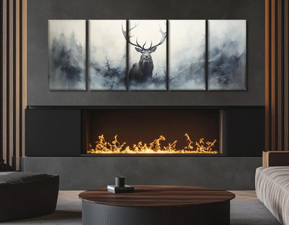 Deer Wall Art – Majestic Misty Forest Canvas Print | Framed & Ready to Hang