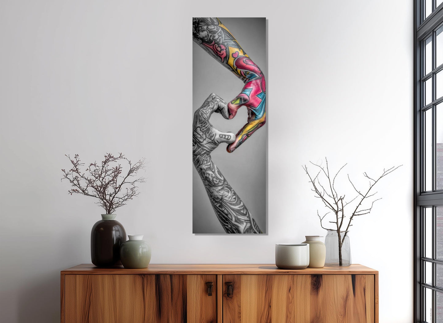Tattoo Wall Art – Abstract Tattooed Hands Canvas Print | Framed & Ready to Hang
