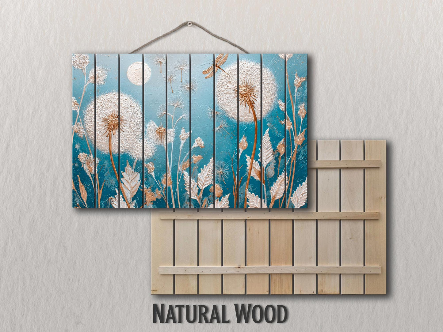 Dandelion Wall Art – Rustic Wood Print | Floral Wood Decor on Smooth Linden