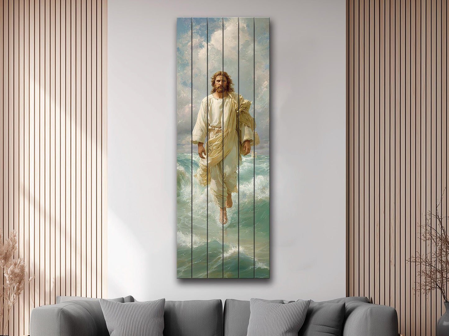 Jesus Walking on Water - Divine Wall Decor | Sacred Wooden Faith Print