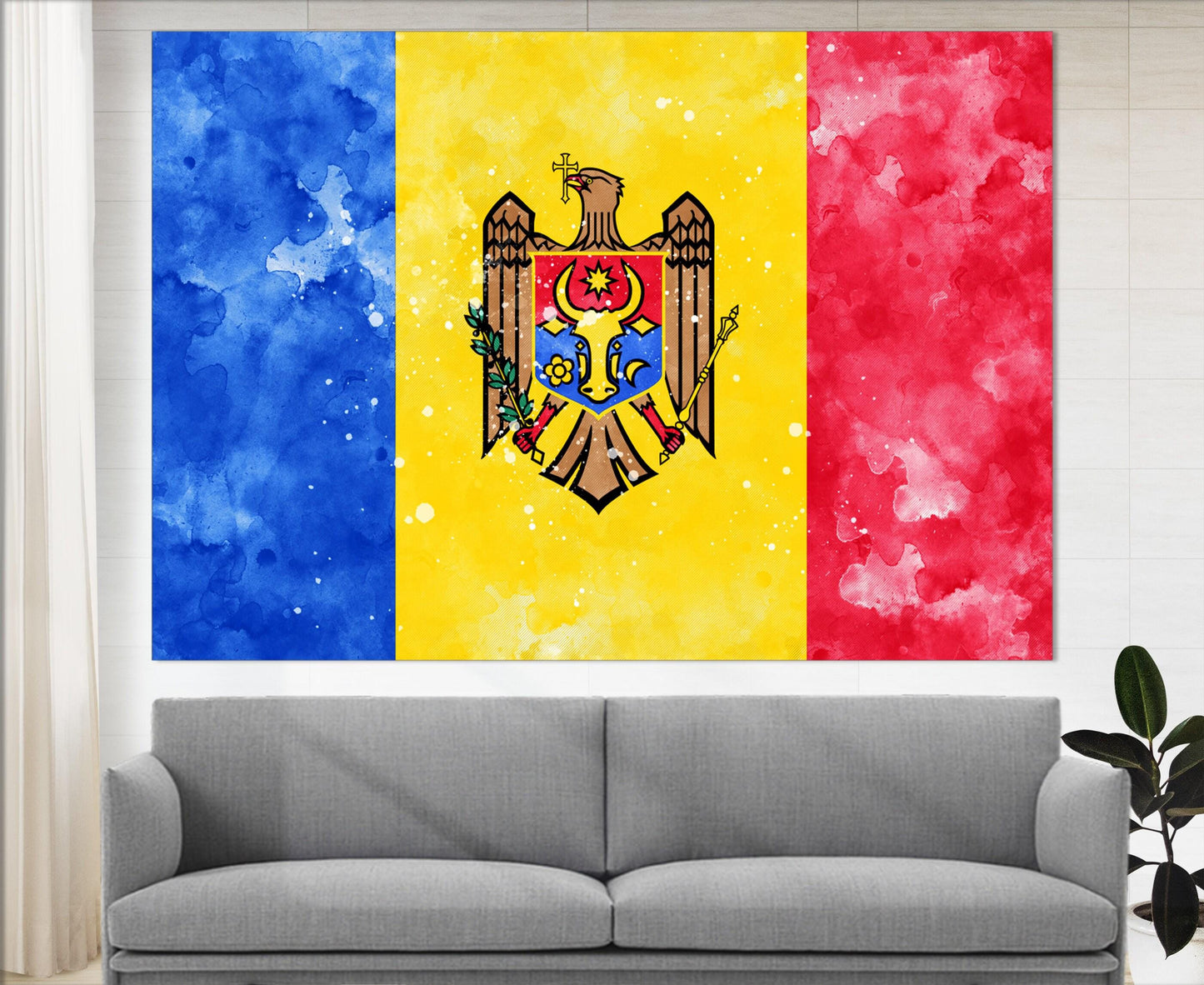 Moldova Flag Canvas - Framed Cotton Canvas Print | Ready to Hang Wall Art