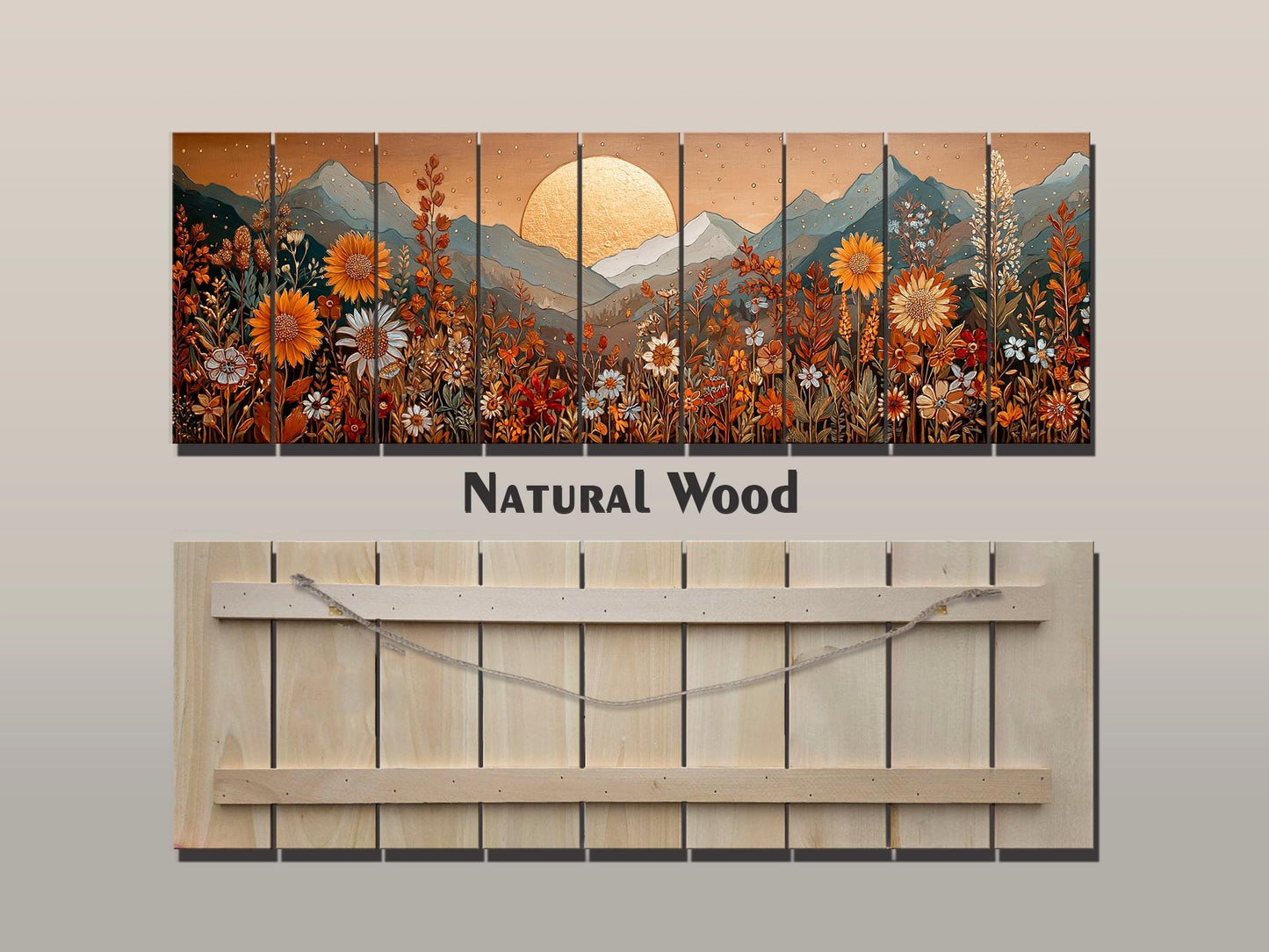 Wood Landscape Print – Earthy Wildflower Art | Rustic Wall Decor on Wood Panel