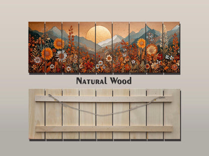 Wood Landscape Print – Earthy Wildflower Art | Rustic Wall Decor on Wood Panel