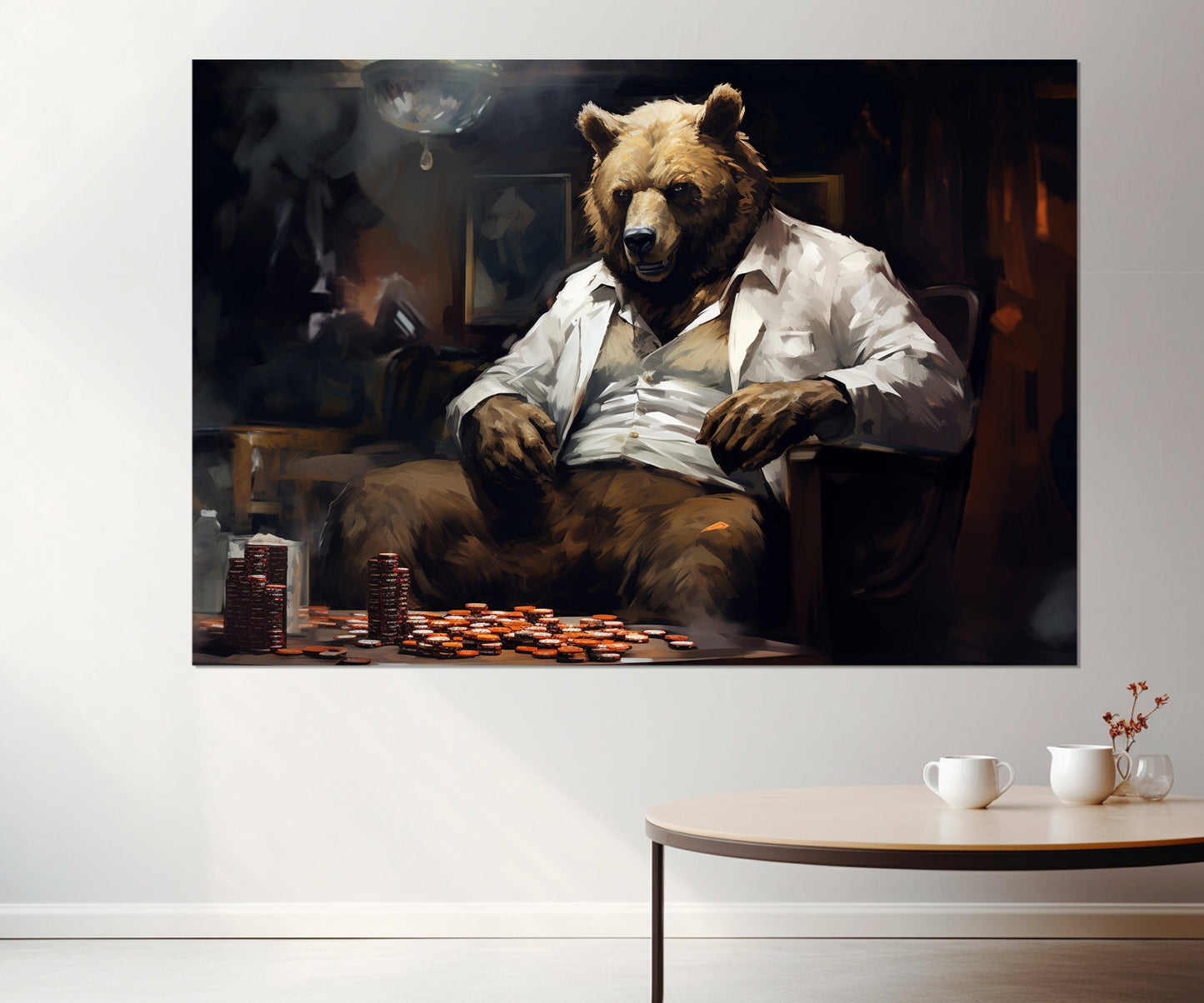 Poker Wall Art - Bear Poker Painting Canvas Print | Framed & Ready to Hang