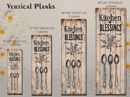 Rustic Kitchen Wall Art – Kitchen Blessings Print on Wood | Farmhouse Decor