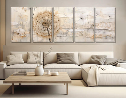 Abstract Dandelion Painting - Large Cotton Canvas Print | Floral Wall Art Ready to Hang