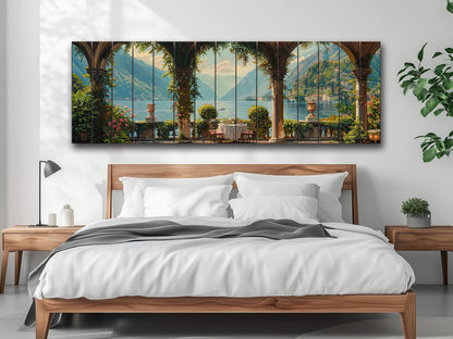 Lake Como Wood Print – Natural Wood Art Landscape Wall Decor On Planks