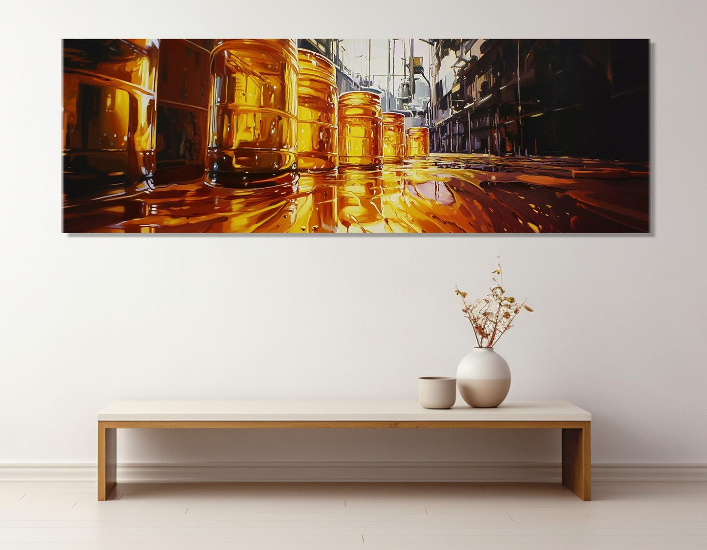 Petrol Factory Canvas Print – Framed Cotton Wall Art | Industrial Oil Production Decor