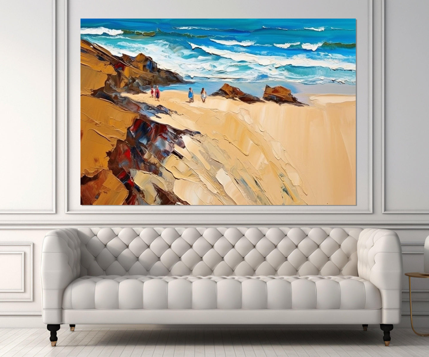 Beach Canvas Print – Abstract Beach Art Framed Canvas Wall Art Ready to Hang