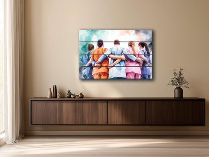 Doctors Wall Art – Modern Hospital Wall Decor on UV Printed Wood Planks