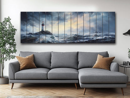 Nautical Wood Wall Art – Scenic Lighthouse Print on Wood | Coastal Home Decor