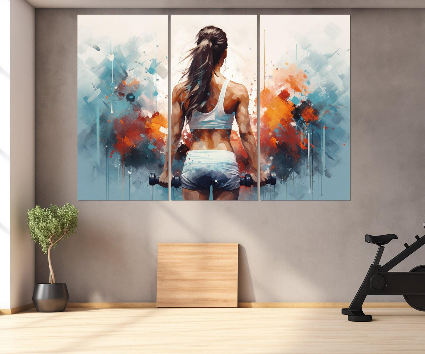 Women Workout Canvas Print - Framed Fitness Painting | Gym Wall Decor, Motivational Workout Print