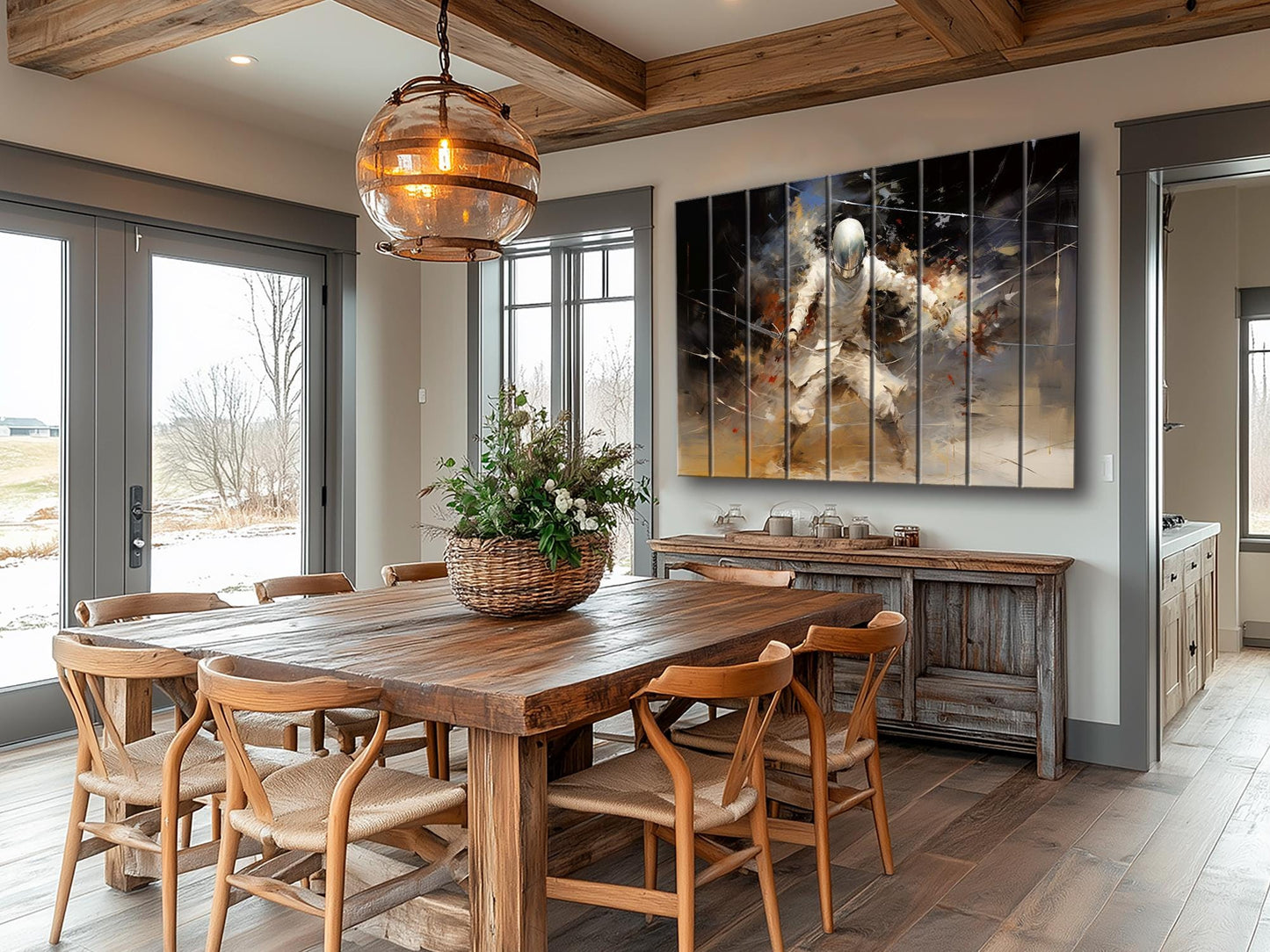 Rustic Fencing Wall Art – Natural Wood Plank Print | Abstract Fencing Decor Gift