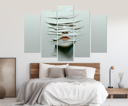 Expressionist Canvas Print – Woman Face Painting on Ocean Waves, Ready to Hang